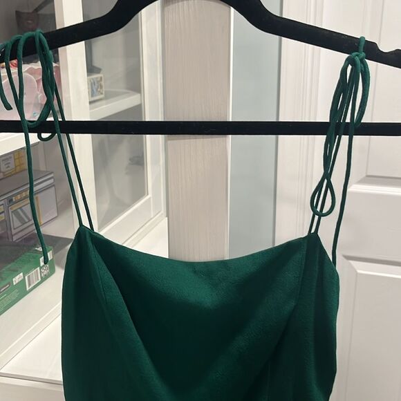 REFORMATION Finley Midi Dress, Tie Strap, Forest Green, Size 4 - Picture 7 of 12